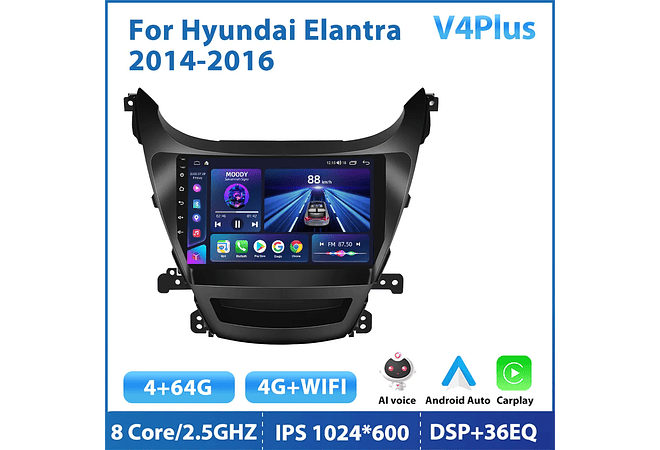 RD117 Android hyundai elantra 2014-2016 1GB a 8GB RAM e 16GB a 128GB ROM com ou sem Carplay