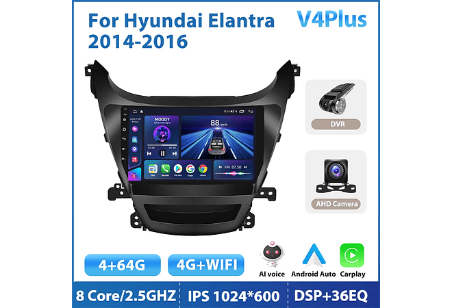 RD117 Android hyundai elantra 2014-2016 1GB a 8GB RAM e 16GB a 128GB ROM com ou sem Carplay
