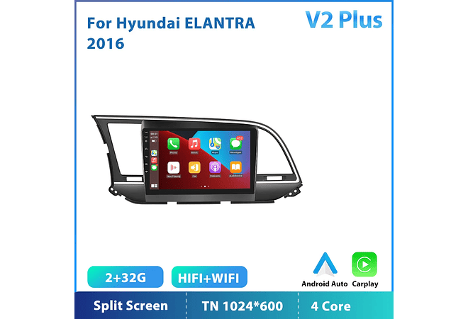 RD118 Android hyundai elantra 2016 1GB a 8GB RAM e 16GB a 128GB ROM com ou sem Carplay