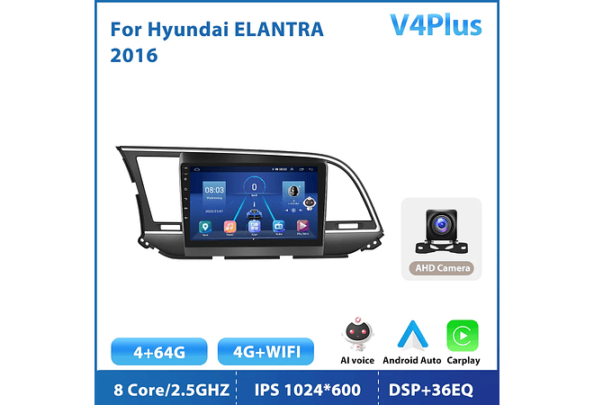 RD118 Android hyundai elantra 2016 1GB a 8GB RAM e 16GB a 128GB ROM com ou sem Carplay