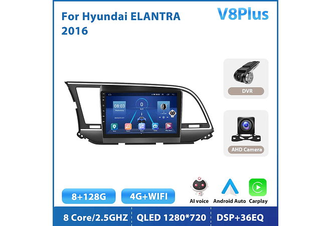 RD118 Android hyundai elantra 2016 1GB a 8GB RAM e 16GB a 128GB ROM com ou sem Carplay