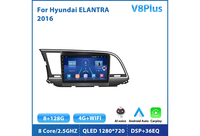 RD118 Android hyundai elantra 2016 1GB a 8GB RAM e 16GB a 128GB ROM com ou sem Carplay