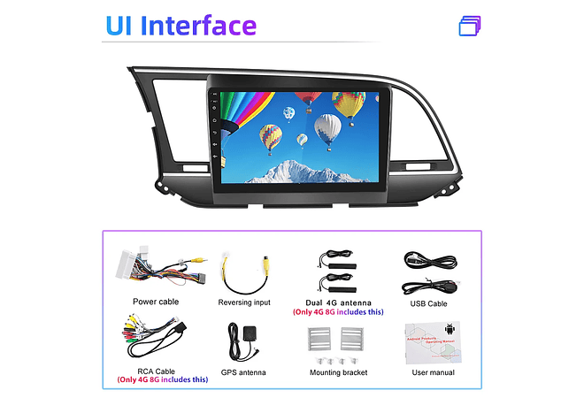 RD118 Android hyundai elantra 2016 1GB a 8GB RAM e 16GB a 128GB ROM com ou sem Carplay