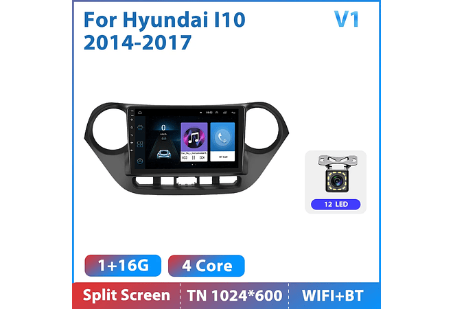 RD119 Android hyundai i10 2014-2017 1GB a 8GB RAM e 16GB a 128GB ROM com ou sem Carplay