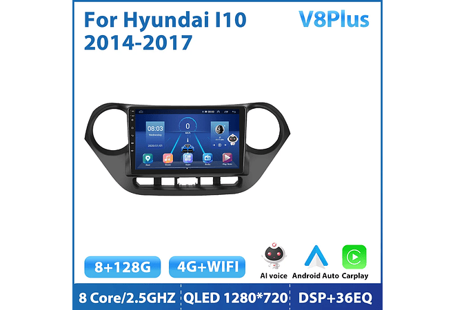 RD119 Android hyundai i10 2014-2017 1GB a 8GB RAM e 16GB a 128GB ROM com ou sem Carplay