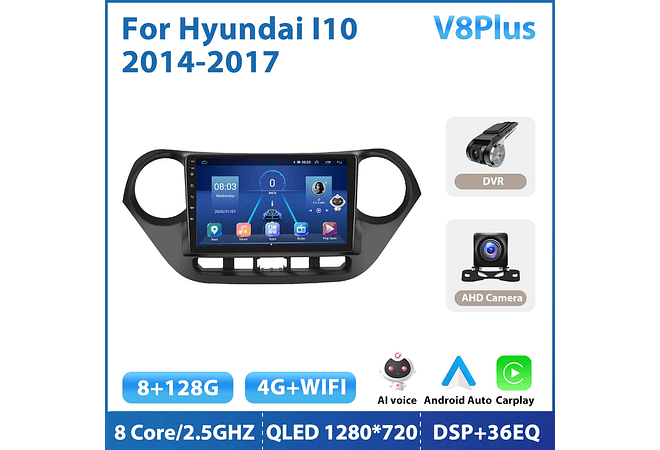 RD119 Android hyundai i10 2014-2017 1GB a 8GB RAM e 16GB a 128GB ROM com ou sem Carplay