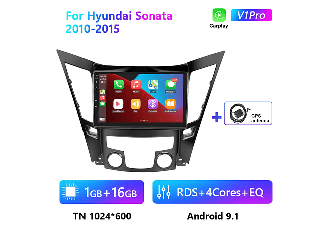 RD124 Android hyundai sonata 2010-2015 1GB a 8GB RAM e 16GB a 128GB ROM com ou sem Carplay