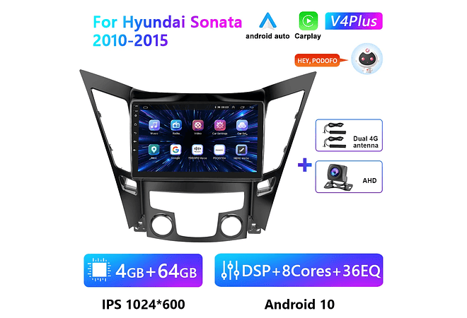 RD124 Android hyundai sonata 2010-2015 1GB a 8GB RAM e 16GB a 128GB ROM com ou sem Carplay