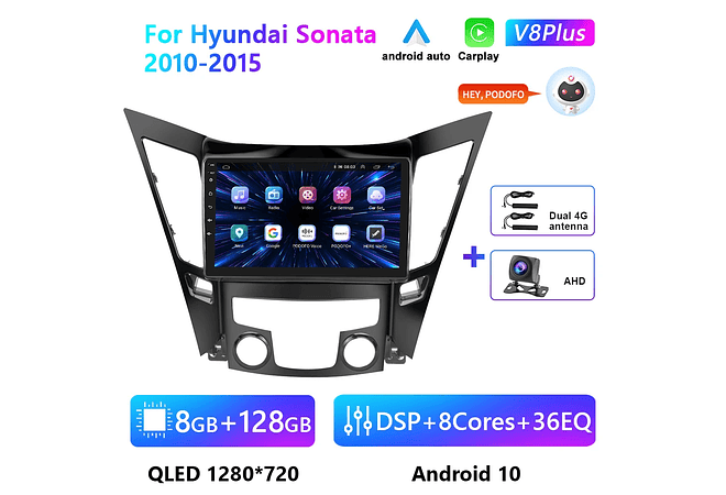 RD124 Android hyundai sonata 2010-2015 1GB a 8GB RAM e 16GB a 128GB ROM com ou sem Carplay