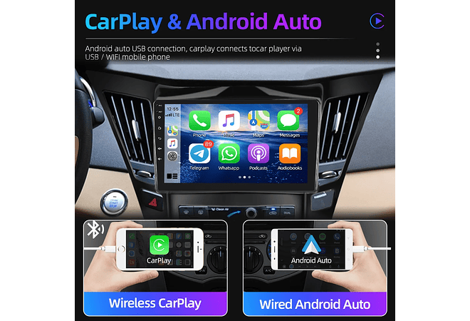 RD124 Android hyundai sonata 2010-2015 1GB a 8GB RAM e 16GB a 128GB ROM com ou sem Carplay