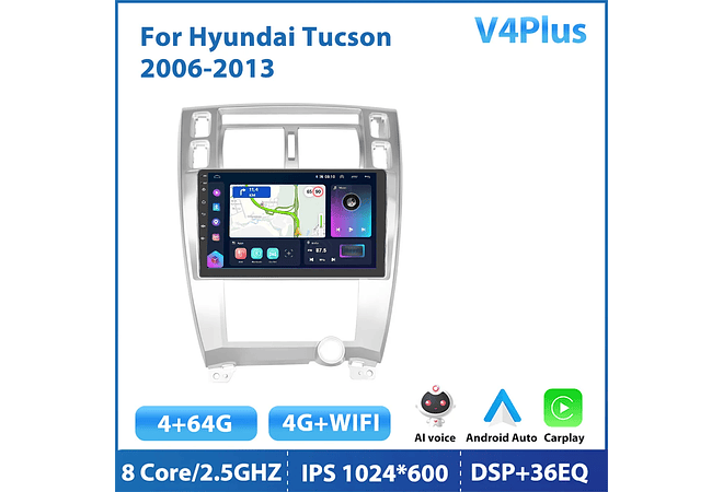 RD125 Android hyundai tucson 2006-2013 1GB a 8GB RAM e 16GB a 128GB ROM com ou sem Carplay