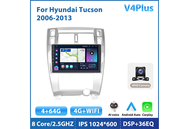 RD125 Android hyundai tucson 2006-2013 1GB a 8GB RAM e 16GB a 128GB ROM com ou sem Carplay