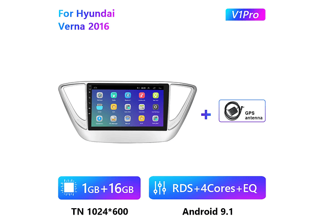 RD126 Android hyundai verna 2016 1GB a 8GB RAM e 16GB a 128GB ROM com ou sem Carplay