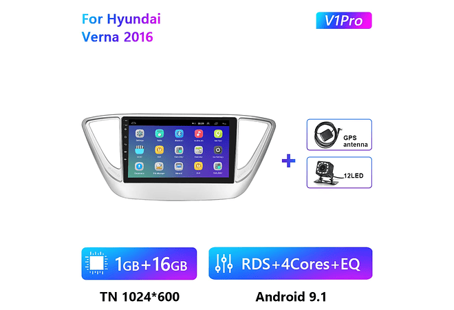RD126 Android hyundai verna 2016 1GB a 8GB RAM e 16GB a 128GB ROM com ou sem Carplay