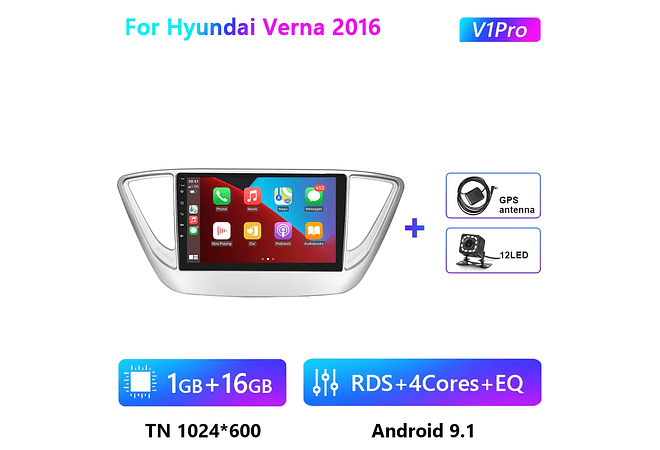 RD126 Android hyundai verna 2016 1GB a 8GB RAM e 16GB a 128GB ROM com ou sem Carplay