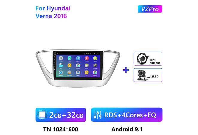RD126 Android hyundai verna 2016 1GB a 8GB RAM e 16GB a 128GB ROM com ou sem Carplay