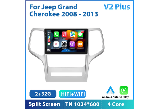 RD128 Android jeep grand cherokee 2008-2013 1GB a 8GB RAM e 16GB a 128GB ROM com ou sem Carplay