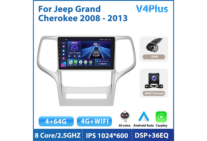 RD128 Android jeep grand cherokee 2008-2013 1GB a 8GB RAM e 16GB a 128GB ROM com ou sem Carplay
