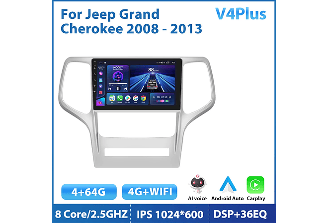 RD128 Android jeep grand cherokee 2008-2013 1GB a 8GB RAM e 16GB a 128GB ROM com ou sem Carplay