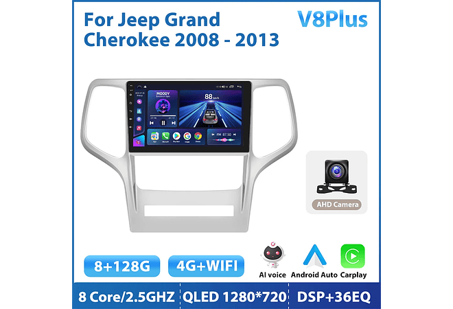 RD128 Android jeep grand cherokee 2008-2013 1GB a 8GB RAM e 16GB a 128GB ROM com ou sem Carplay
