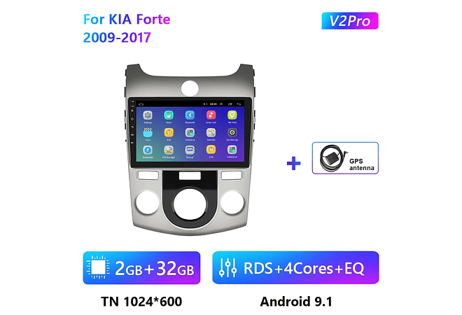 RD130 Android kia forte 2009-2017 1GB a 8GB RAM e 16GB a 128GB ROM com ou sem Carplay
