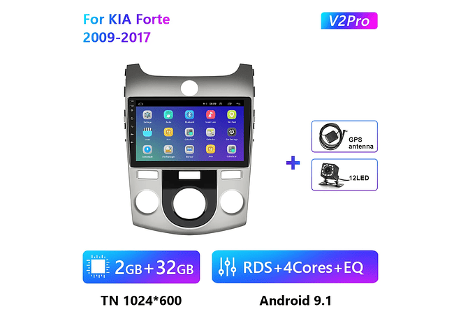 RD130 Android kia forte 2009-2017 1GB a 8GB RAM e 16GB a 128GB ROM com ou sem Carplay