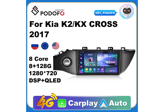 RD131 Android kia k2/kx cruz 2017 1GB a 8GB RAM e 16GB a 128GB ROM com ou sem Carplay