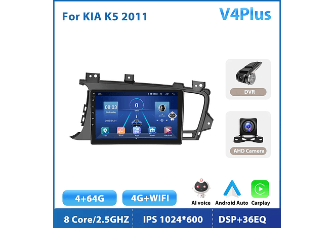 RD133 Android kia k5 2011 1GB a 8GB RAM e 16GB a 128GB ROM com ou sem Carplay