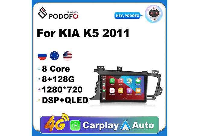 RD133 Android kia k5 2011 1GB a 8GB RAM e 16GB a 128GB ROM com ou sem Carplay