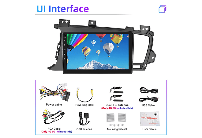 RD133 Android kia k5 2011 1GB a 8GB RAM e 16GB a 128GB ROM com ou sem Carplay