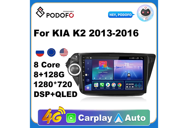 RD135 Android kia rio 3 4 2010-2018 1GB a 8GB RAM e 16GB a 128GB ROM com ou sem Carplay