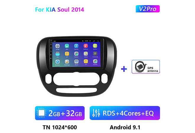RD136 Android kia soul 2014 1GB a 8GB RAM e 16GB a 128GB ROM com ou sem Carplay