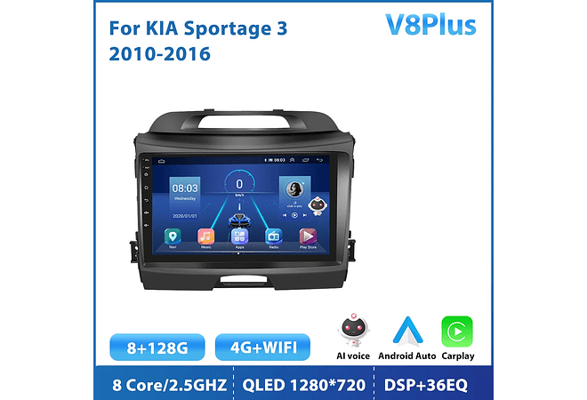 RD137 Android kia sportage 2010-2016 1GB a 8GB RAM e 16GB a 128GB ROM com ou sem Carplay