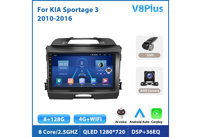 RD137 Android kia sportage 2010-2016 1GB a 8GB RAM e 16GB a 128GB ROM com ou sem Carplay