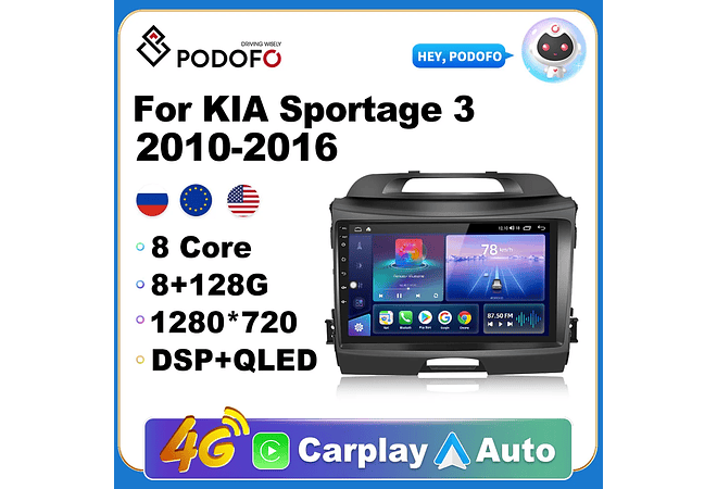 RD137 Android kia sportage 2010-2016 1GB a 8GB RAM e 16GB a 128GB ROM com ou sem Carplay