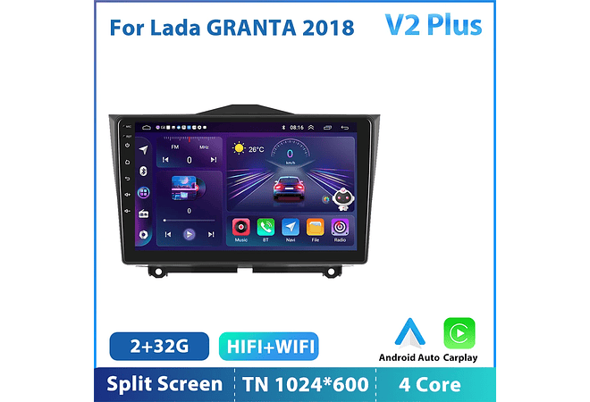 RD139 Android Lada Granta ВАЗ 2018 1GB a 8GB RAM e 16GB a 128GB ROM com ou sem Carplay