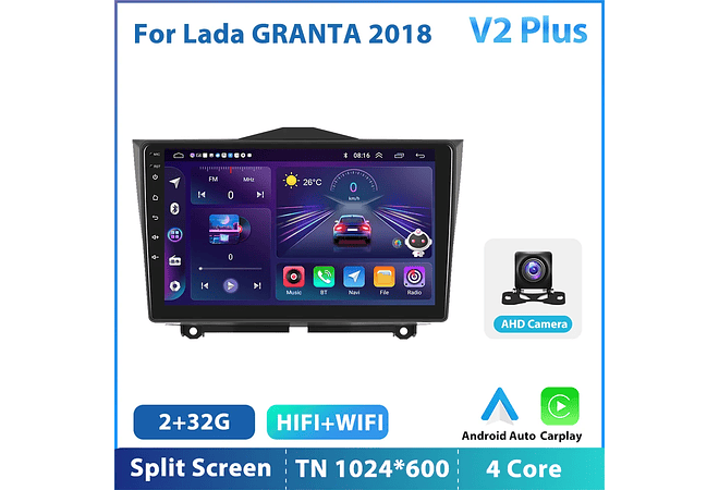 RD139 Android Lada Granta ВАЗ 2018 1GB a 8GB RAM e 16GB a 128GB ROM com ou sem Carplay