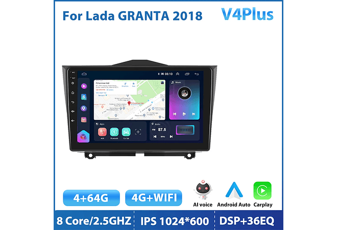 RD139 Android Lada Granta ВАЗ 2018 1GB a 8GB RAM e 16GB a 128GB ROM com ou sem Carplay