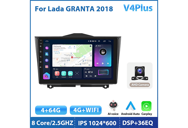 RD139 Android Lada Granta ВАЗ 2018 1GB a 8GB RAM e 16GB a 128GB ROM com ou sem Carplay