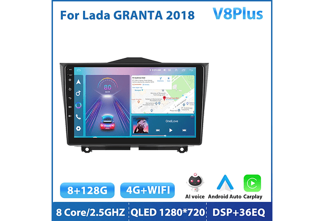 RD139 Android Lada Granta ВАЗ 2018 1GB a 8GB RAM e 16GB a 128GB ROM com ou sem Carplay