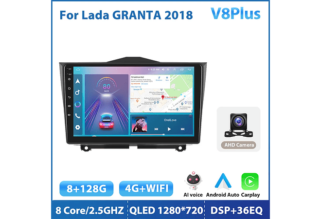 RD139 Android Lada Granta ВАЗ 2018 1GB a 8GB RAM e 16GB a 128GB ROM com ou sem Carplay