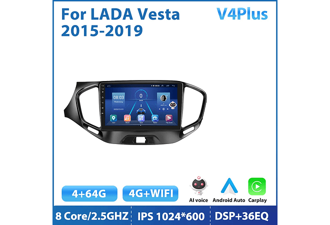 RD140 Android Lada vesta cross sport 2015-2019 1GB a 8GB RAM e 16GB a 128GB ROM com ou sem Carplay