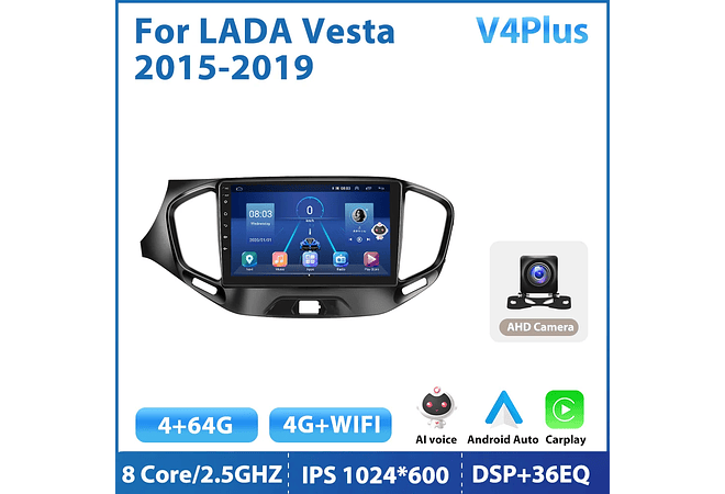RD140 Android Lada vesta cross sport 2015-2019 1GB a 8GB RAM e 16GB a 128GB ROM com ou sem Carplay