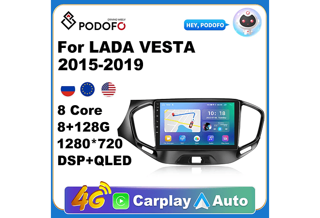 RD140 Android Lada vesta cross sport 2015-2019 1GB a 8GB RAM e 16GB a 128GB ROM com ou sem Carplay