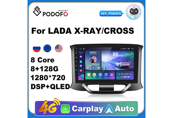RD141 Android Lada X ray xray cruz 1GB a 8GB RAM e 16GB a 128GB ROM com ou sem Carplay