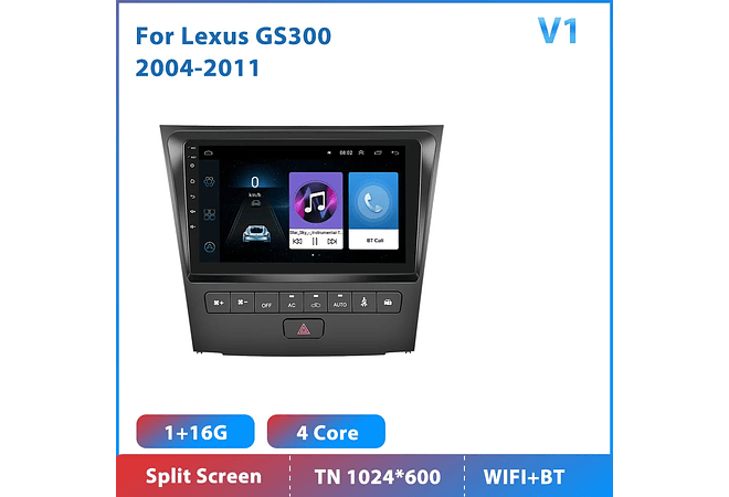 RD143 Android Lexus gs300 gs350 gs400 gs430 gs450 gs460 2004-2011 1GB a 8GB RAM e 16GB a 128GB ROM com ou sem Carplay