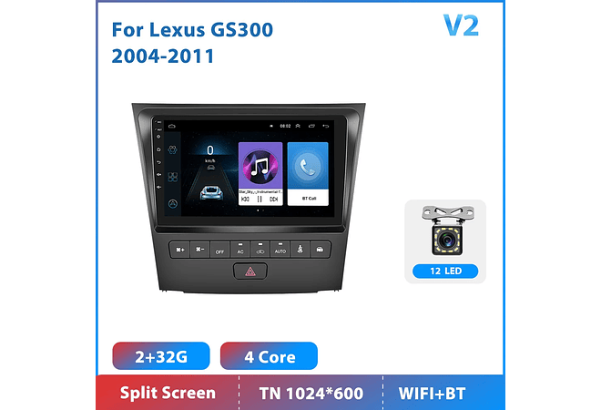 RD143 Android Lexus gs300 gs350 gs400 gs430 gs450 gs460 2004-2011 1GB a 8GB RAM e 16GB a 128GB ROM com ou sem Carplay