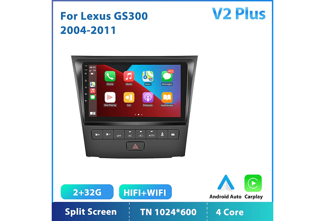 RD143 Android Lexus gs300 gs350 gs400 gs430 gs450 gs460 2004-2011 1GB a 8GB RAM e 16GB a 128GB ROM com ou sem Carplay