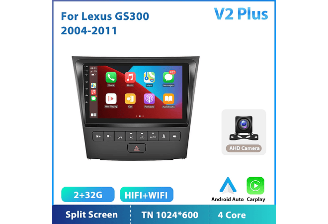 RD143 Android Lexus gs300 gs350 gs400 gs430 gs450 gs460 2004-2011 1GB a 8GB RAM e 16GB a 128GB ROM com ou sem Carplay
