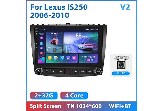 RD144 Android Lexus is250 2006-2010 1GB a 8GB RAM e 16GB a 128GB ROM com ou sem Carplay